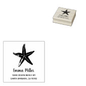 ビーチライフシースターフィッシュウッドプリント差出人住所 ラバースタンプ (押印)