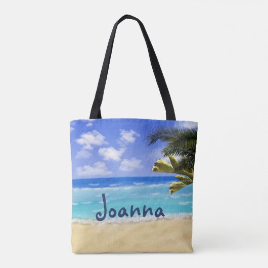 ビーチライフノアフライス引用文サマーパームツリーウォーター トートバッグ (裏面)