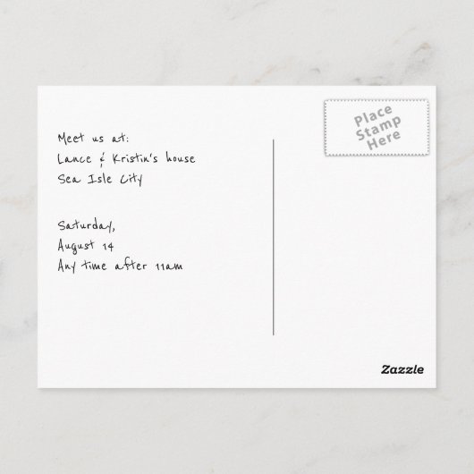 ビーチライフビーチサンダルを砂でカスタマイズ ポストカード (裏面)