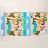 ビーチライフビーチパーティーキャラクターイラストレーション ビーチタオル (正面)