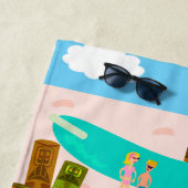 ビーチライフビーチパーティーキャラクターイラストレーション ビーチタオル (インサイチュ)