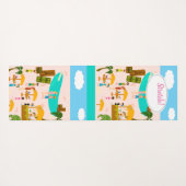 ビーチライフビーチパーティーティキカートゥーンイラストレーション ヨガマット (裏面(横))