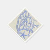 ビーチライフブルーコーラルスターフィッシュオンクリーム スタンダードカクテルナプキン (角)