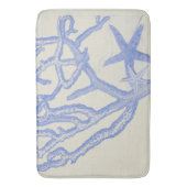 ビーチライフブルーコーラルスターフィッシュオンクリーム バスマット (正面縦)