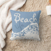 ビーチライフライトダスクブルー波スプラッシュ クッション (ブランケット)