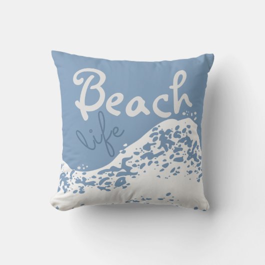 ビーチライフライトダスクブルー波スプラッシュ クッション (正面)