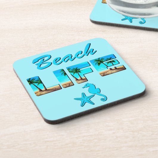 ビーチライフワードアート（砂とヤシの木） コースター (左側)