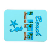 ビーチライフワードアート（砂とヤシの木） マグネット (横)