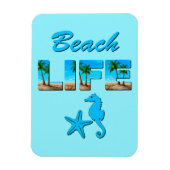 ビーチライフワードアート（砂とヤシの木） マグネット (縦)