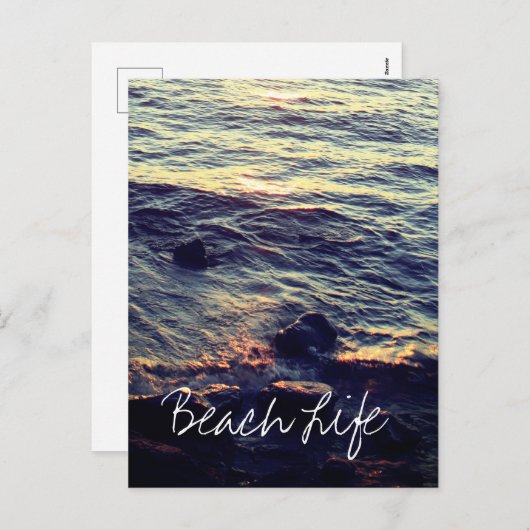 ビーチライフ引用文波浪海サンセット水風光明媚 シーズンポストカード (正面/裏面)