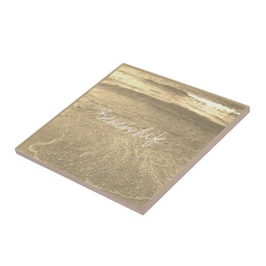 ビーチライフ引用文澄ん海水ゴールデンアート タイル (側面)