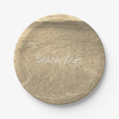 ビーチライフ引用文澄ん海水金ゴールドセピアBBQ ペーパープレート (正面)