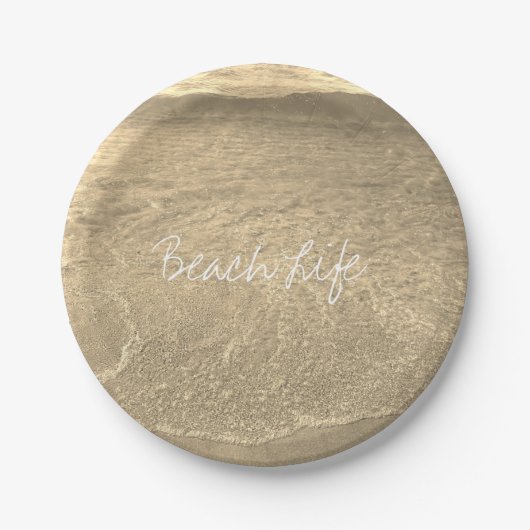 ビーチライフ引用文澄ん海水金ゴールドセピアBBQ ペーパープレート (正面)