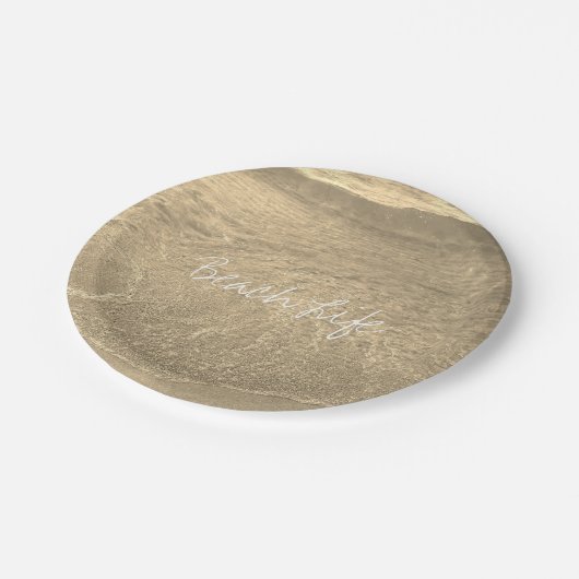 ビーチライフ引用文澄ん海水金ゴールドセピアBBQ ペーパープレート (アングル)