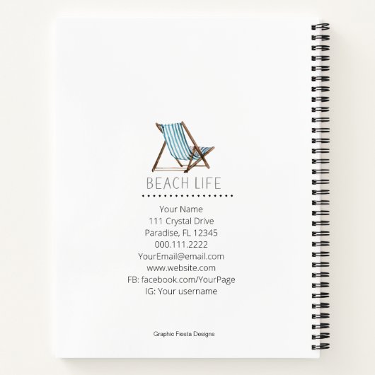 ビーチライフ引用文航海のサマーバケーションチェア ノートブック (裏面)