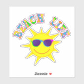 ビーチライフ笑顔の太陽wサングラス シール (シート)