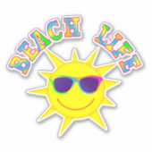 ビーチライフ笑顔の太陽wサングラス シール (正面)