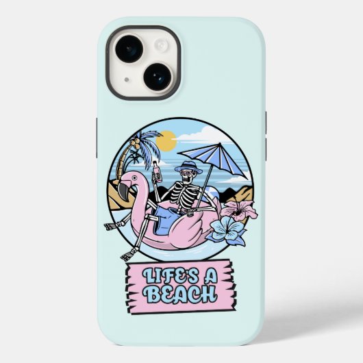 ビーチライフ スケルトン フラミンゴ フロート Case-Mate iPhoneケース (裏面)