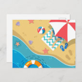 ビーチライフ | 傘の下 ポストカード (正面/裏面)