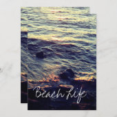 ビーチライフ 引用 波 大洋 夕焼け 水 風景 シーズンカード (正面/裏面)