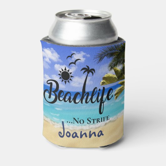 ビーチライフNoアファス引用文サマーパームツリーウォーターC 缶クーラー (缶裏面)