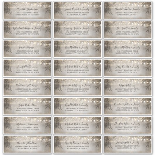 ビーチライ結婚トのゲスト名住所 シール (正面)