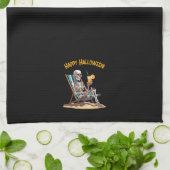 ビーチラウンジスケルトンハロウィーン キッチンタオル (折り畳み)