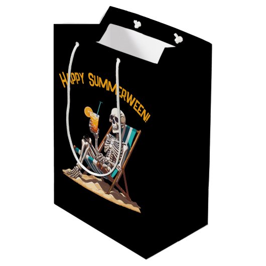 ビーチラウンジスケルトンハロウィーン ミディアムペーパーバッグ (裏面アングル)
