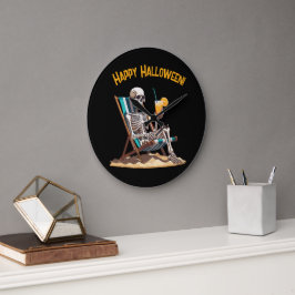 ビーチラウンジスケルトンハロウィーン ラージ壁時計