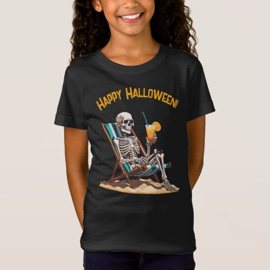 ビーチラウンジスケルトンハロウィーン Tシャツ (正面)