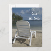 ビーチラウンジチェアウェディングデートを保存 案内ポストカード (正面/裏面)