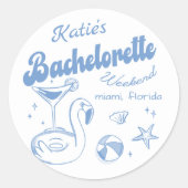 ビーチラストトーストバッチェロレットパーティーステッカー ラウンドシール (正面)