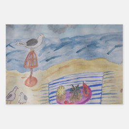 ビーチラッピングシートセットのカモメ ラッピングペーパーシート