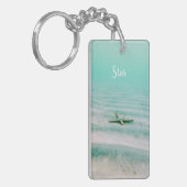 ビーチラバーズキーチェーンシーグリーンと名前 キーホルダー (正面左)