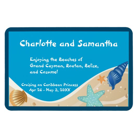 ビーチラバーパーソナライズされたステートルームドアマーカー マグネット (横)
