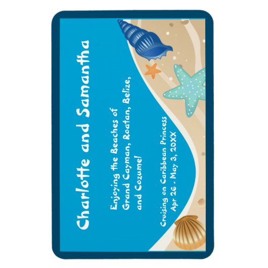 ビーチラバーパーソナライズされたステートルームドアマーカー マグネット (縦)