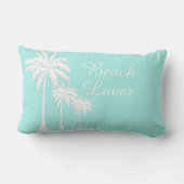 ビーチラバーパームツリーアクアブルーランバーピロー ランバークッション (裏面)