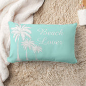 ビーチラバーパームツリーアクアブルーランバーピロー ランバークッション (ブランケット)