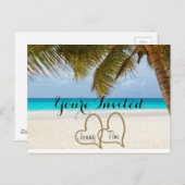 ビーチラブハートブライダルブランチ招待されました インビテーションポストカード (正面/裏面)