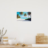 ビーチランドスケープリラックストロピカルアイランドの静謐 ポスター (キッチン)