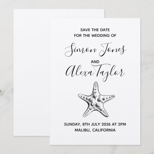 ビーチリゾートで憧れのモダンウェディング　保存日 セーブザデート (正面/裏面)