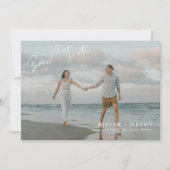 ビーチリゾートウェディングの結婚式延期通知 | 写真入り セーブザデート (正面)