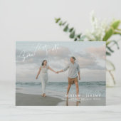 ビーチリゾートウェディングの結婚式延期通知 | 写真入り セーブザデート (スタンド正面)