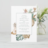 ビーチリゾートトロピカルリーフフラワーウェディング 招待状 (スタンド正面)