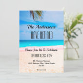 ビーチリタイアメントイベントパーティー カップルのお祝い 招待状 (スタンド正面)
