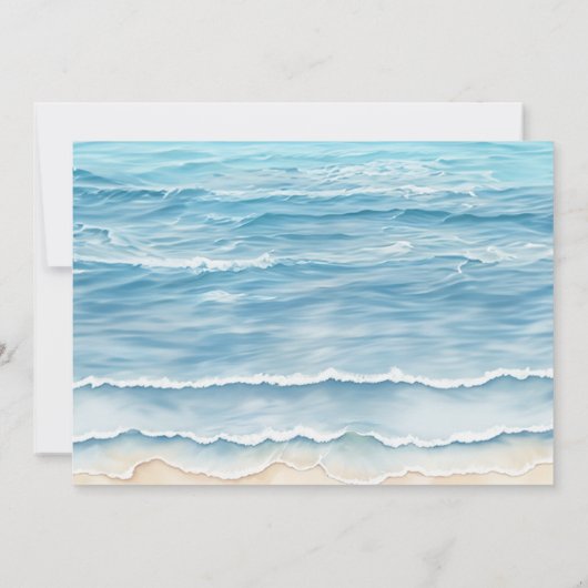 ビーチリハーサルディナーウォーターカラー海 招待状 (裏面)