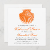 ビーチリハーサルディナーホタテ貝殻オレンジ 招待状 (正面/裏面)