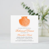 ビーチリハーサルディナーホタテ貝殻オレンジ 招待状 (スタンド正面)