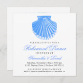 ビーチリハーサルディナーホタテ貝殻青 招待状 (正面/裏面)