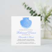ビーチリハーサルディナーホタテ貝殻青 招待状 (スタンド正面)